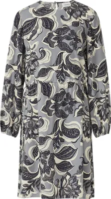 Produktbild von comma Damen Viskose Kleid Langarm mit Gummibündchen Rundhalsausschnitt Allover-Print