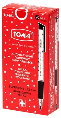 Zdjęcie produktu dla Długopisy automatyczne TOMA Superfine 0,5 mm - 20 sztuk - czarne