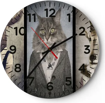 Produktbild von Wanduhr - Rund - Glasuhr - Tier Abstraktion - 40x40cm - Schleichendes Uhrwerk - Lautlos - zum Aufhängen bereit - Dekoration Modern - Wanddekoration aus Glas - C4AR40x40-3871