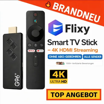 Zdjęcie produktu dla Flixy™ Smart TV Stick - strumieniowanie 4K przez HDMI | brak opłat abonamentowych | wszystkie kanały