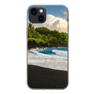 Produktbild von MuchoWow® Handyhülle Schutzhülle Hülle für iPhone 13 Ein schwarzer Sandstrand auf Hawaii Silikon Softcase Handy Hülle - Karteninhaber