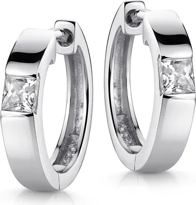 Produktbild von MATERIA Damen Creolen Klappcreolen 925 Sterling Silber mit Zirkonia Steinen 17mm rhodiniert SO-432-Silber