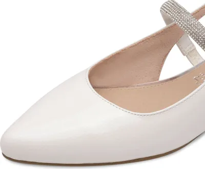 Produktbild von MARCO TOZZI Damen Ballerina spitz Sling Strasssteine Blockabsatz  2-89600-44, Größe:40 EU, Farbe:Weiß