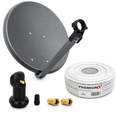 Produktbild von PremiumX Camping Sat Anlage 45cm Antenne Single LNB 10m Kabel 2x F-Stecker