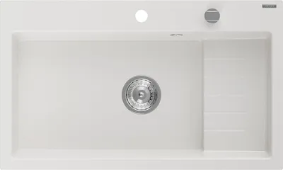 Immagine prodotto di Mexen Omar lavello in granito 1-vasca 800 x 480 mm, bianco, sifone cromato - 6520801005-20