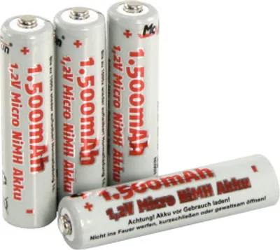 Produktbild von Micro-Akku McFun, 1,2V, 1500 NiMH, Typ AAA, NiMH, 4er shrink