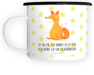 Produktbild von Mr. & Mrs. Panda Teetasse Einhorn Fuchs - Weiß - Geschenk, Füchse, Emaille Tasse, Fuchshörnchen, Pott, Deko, Haferl, Unicorns, Becher, Große, Einhörner