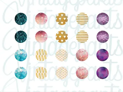 Produktbild von Vintageparts Motivbogen Glitter für 14mm Cabochons