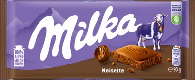 Obrázek produktu pro Milka Alpská mléčná čokoláda s ochucenou pastou z lískových oříšků 90g