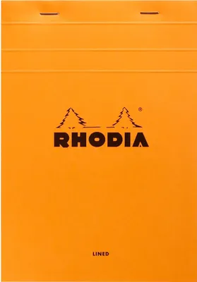 Produktbild von Rhodia 4x Block geheftet A5 150 Blätter liniert mit Rand 80g - Orange 15600C