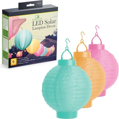 Produktbild von 3er Set - Stoff Solar LED Gartenbeleuchtung / Umgebungsbeleuchtung für den Außenbereich - Wasserfest - Hängelaternen - Solarenergie - ⌀ 21cm