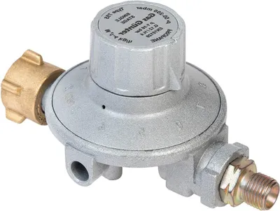 Productafbeelding van Lagedrukregelaar Gas - Gasdrukregelaar Verstelbaar - Terrasverwarming Aansluiten - 11 Traps Instelbaar - 50-200 mbar - Zilverkleurig