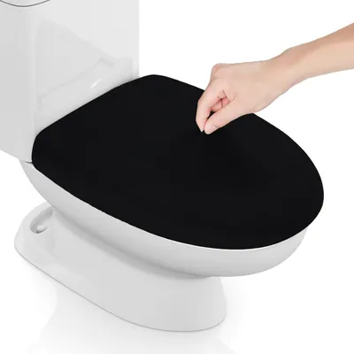 Imagen del producto de Funda para el asiento del inodoro, fabricada en tejido elástico de Elasthan, de alta calidad, lavable y compatible con tapas de inodoro de 35,5 a 40,6 cm