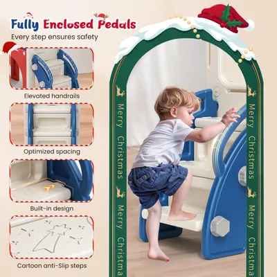Image de Toboggan et balançoire - Aire de jeux 6 en 1 - Plastique - Pour intérieur et extérieur - Autoportante - Charge maximale : 50 kg - Bleu