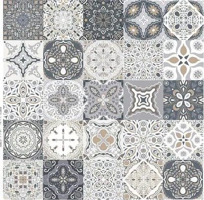 Image de Autocollants imitation carrelage mosaïque - Autocollants en PVC pour la cuisine, la salle de bains et la décoration intérieure (25 pièces, 10 x 10 cm)