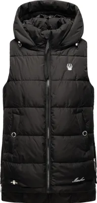 Produktbild von Marikoo Zarinaa Damen Herbst Steppweste mit Kapuze Bodywarmer Vegan Ärmellose Weste Schwarz Gr. 36 - S