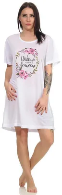 Produktbild von Damen Nachthemd Sleepshirt Nachtwäsche; Weiß XL