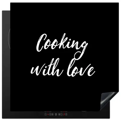Produktbild von KitchenYeah© Herdabdeckplatte Zitate - Kochen - Liebe - Sprichwörter , 78x78cm, Küche Deko, Glaskeramikkochfeld Herdabdeckung, Abdeckplatte fùr Kochfeld