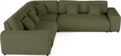 Image de Lisa Design Garance - canapé modulable d'angle gauche - 5 places - en velours côtelé , Vert