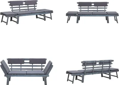 Immagine prodotto di vidaXL Panca da giardino con cuscini 2 in 1 190 cm grigio in legno massiccio di acacia - Panca da giardino - Panche da giardino - Panche da giardino in legno - Panche da giardino in legno