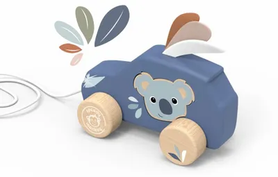 Image de Petite voiture à tirer en bois, Speedy Monkey
