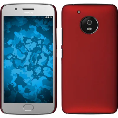 Produktbild von PhoneNatic Case kompatibel mit Lenovo Moto G5 - Hülle rot gummiert Hard-case + 2 Schutzfolien