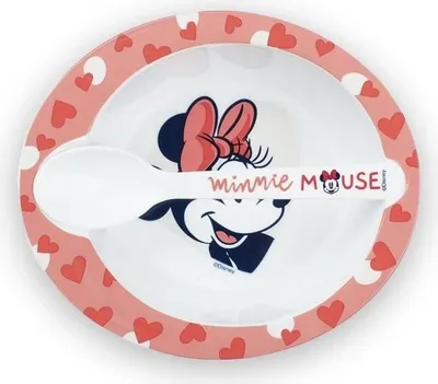 Immagine prodotto di Set di stoviglie per microonde, THERMOBABY, 2 pezzi, ciotola e cucchiaio, Baby Minnie, adatto al microonde, dai 10+ mesi