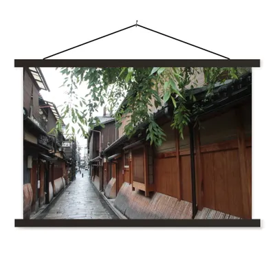 Produktbild von MuchoWow® Textilposter Traditionelle Architektur in Kyoto in Japan 60x40 cm mit schwarzem Rahmen - Hölzernes