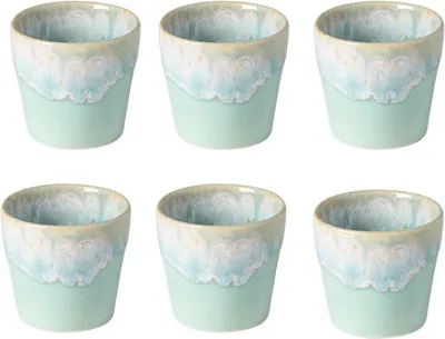 Produktbild von Costa Nova Grespresso handgefertigte Espressotassen – 6er-Set – Azur – portugiesisches Steingut – 90 ml – Höhe 6 cm