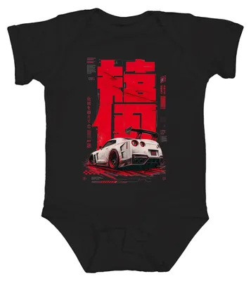Zdjęcie produktu dla Poza legendą: R35 GTR, japoński samochód sportowy, styl JDM, lata 2000, "Godzilla", nadwozie typu drift, kolor czarny, rozmiar 0/3