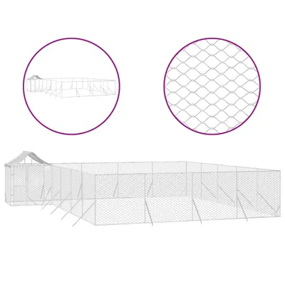 Produktbild von Outdoor-Hundezwinger mit Dach Silbern 10x8x2,5 m Stahl Verzinkt