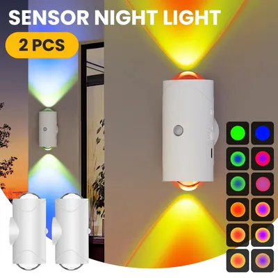 Produktbild von Nachtbeleuchtung - LED-Nachtlicht - 2er-Set - Weiß - Bewegungssensor - Magnetisch - USB - Für Flur und Zimmer