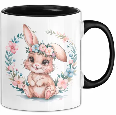 Produktbild von Kaninchen Hase Tierliebhaber Tasse Geschenk Lustige Geschenkidee Spruch (Schwarz)