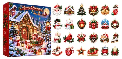 Imagen del producto de Calendario de Adviento 2026 para Hacer Tú Mismo 24 Piezas Adornos Árbol de Navidad Acrílico Purpurina Resina