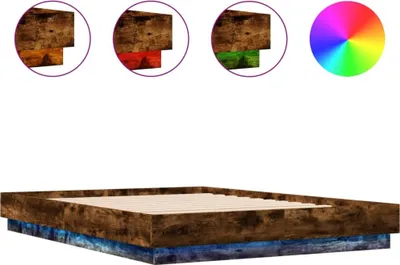 Produktbild von vidaXL Bettgestell mit LED Räuchereiche 120x200 cm