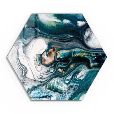 Produktbild von DEQORI Glasbild Echtglas 40x35 cm 'Flüssige Marmorkunst' Wandbild Bild modern Deko