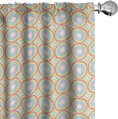 Image de ABAKUHAUS Rideaux abstraits, voilages, motifs circulaires répétitifs, illusion d'optique, 2 pièces 75 x 225 cm, multicolore