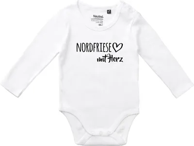 Produktbild von Huuraa Baby Body Nordfriese mit Herz 80 White  Baumwolle Fairtrade Langarmbody Geschenkidee