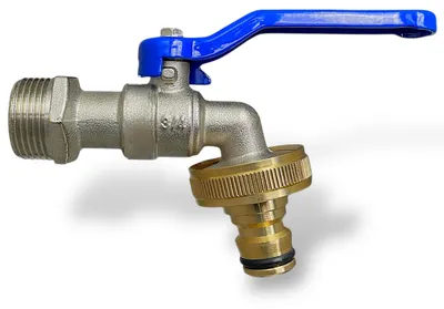 Produktbild von Kugelauslaufhahn Wasserhahn Auslaufhahn Steckkupplung Messing Blau 3/4 Zoll