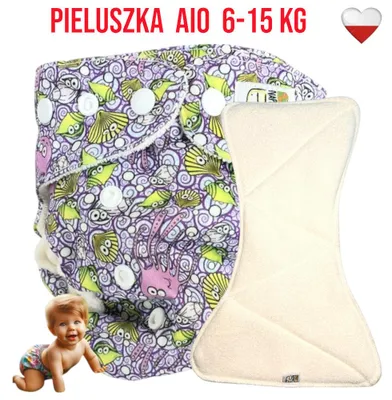 Produktbild von NappiMe AIO waschbare Windel mit Bambustasche, Meerestiere