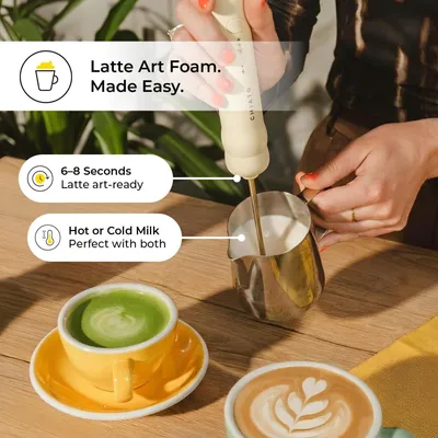Image de Mousseur à lait électrique CHiATO nanoPLAY – rechargeable, crème