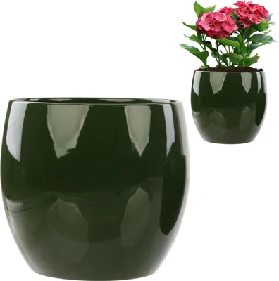 Produktbild von Blumentopf-Keramik-Kugel, grüne Kugel, Glänz, Glatt, Ø 25 cm, H 26 cm, handglasiert, Pflanzenabdeckung, Heimdekoration, Dekoration, stilvoll, modern,Ohne Wasserablauf