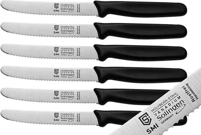 Produktbild von SMI 6-tlg Tomatenmesser Tischmesser Solingen Küchenmesser Wellenschliff