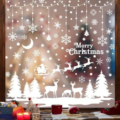 Immagine prodotto di Decorazioni natalizie autoadesive in PVC bianco effetto neve