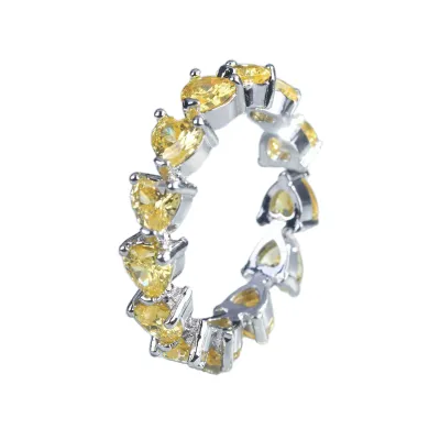 Produktbild von Fingerring in Herzform, mit Strasssteinen, für Damen, verstellbar, feine Verarbeitung, für Dating-Gelb
