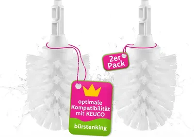 Immagine prodotto di Testina di ricambio per scopino Bürstenking, 79 mm, set di testine per scopino compatibile con i set per WC Keuco, testine di ricambio con setole, 2 pezzi, bianco
