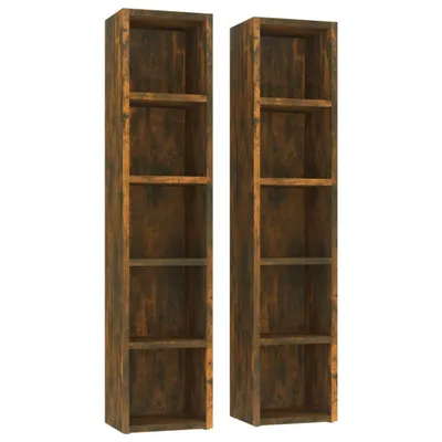 Image de Armoires à CD 2 pcs Chêne fumé 21x16x93,5 cm Bois d'ingénierie