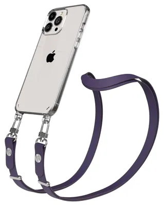 Produktbild von EAZY CASE Handykette magnetisch mit Handyhülle für Apple iPhone 13 Pro Max, Crossbody Handyband 1-1,90m verstellbar mit 2 Ösen in Lila