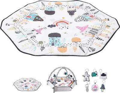 Image de SucceBuy Bébé joue Gym tapis-ventre temps avec 6 jouets sensoriels, 41,7 "x 41,7