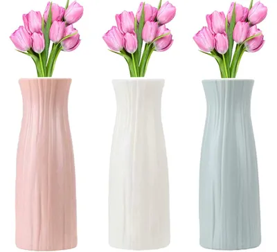 Image de Solidchoice - Ensemble de 3 vases en plastique élégants pour la décoration